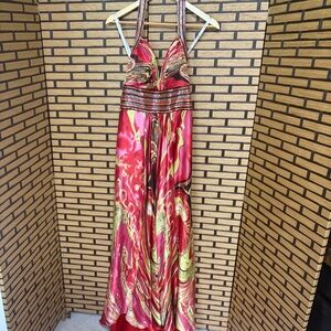 Tony Bowls Mutli Color Beaded Prom/Formal Halter Dress Size 6‎